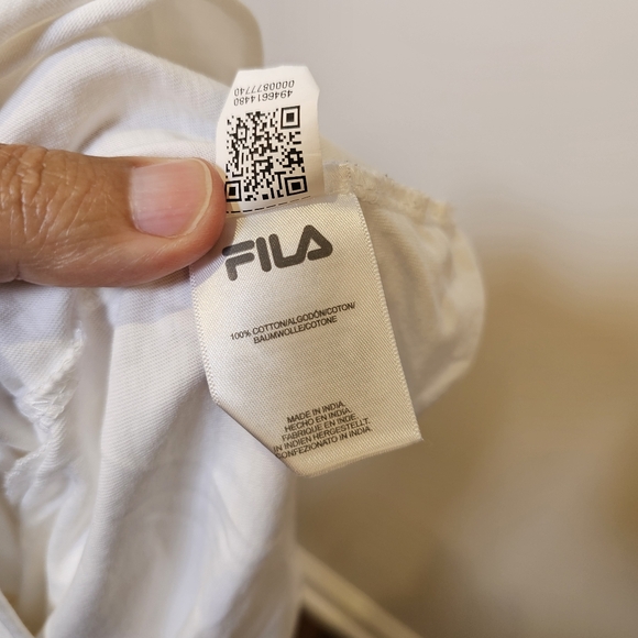 Fila white cotton knit short sleeve graphic crop top t-shirt women size S US - Picture 4 of 5